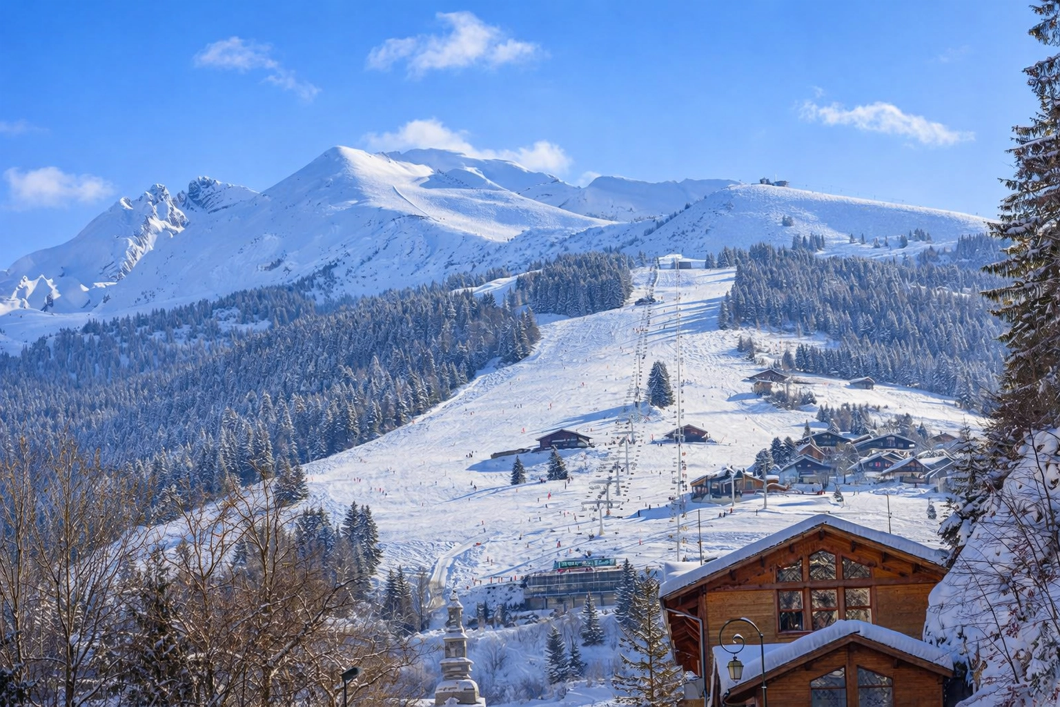Station de ski La Clusaz massif des Aravis pistes enneigées